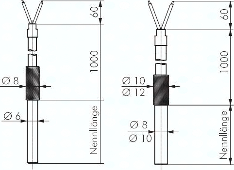 Einsteck-Widerstandsthermometer Pt100 (2-Leiter), 8x50mm