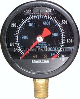 POWER-TEAM Manometer, 63 mm, NPT 1/4" AG, 0 - 690 bar