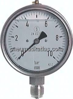 Gly.-Sicherheits-Manometer senkrecht,100mm, -1 bis 0,6 bar