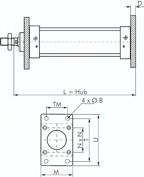 ISO 15552-Flanschbefestigung 100 mm, Stahl verzinkt