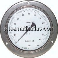 Feinmessmanometer waagerecht Ø 160 mm, Edelstahl / Messing, Klasse 0,6