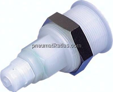 Abreiß-Kupplungsdosen aus POM / PVDF mit Überwurfmutter & Schottgewinde, NW 5