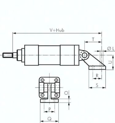 Komplett-Schwenkbefestigungen 90° Lasche, für Pneumatik-Zylinder ISO 15552