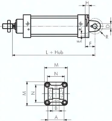 Schwenkbefestigungen Gabel für sphärische Lasche, für Kompaktzylinder ISO 21287