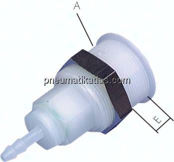 Abreiß-Kupplungsdosen aus POM / PVDF mit Schlauchtülle & Schottgewinde, NW 5